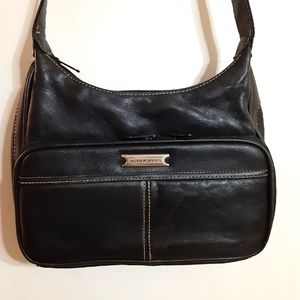 HUSH PUPPIES BLACK LEATHER SHOULDER BAG / CROSSBODY